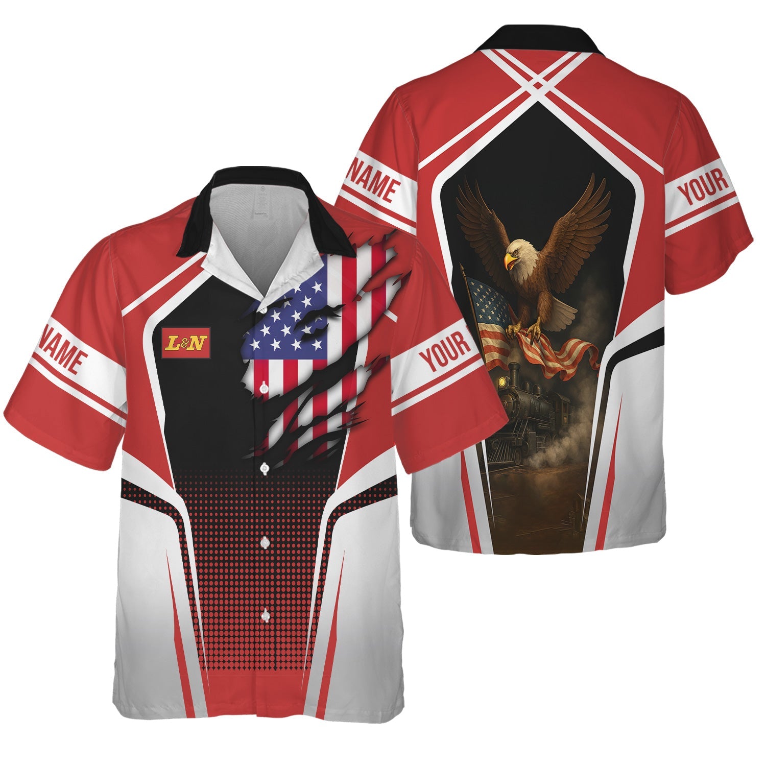 Railspirit Personalized Louisville and Nashville Railroad Hawaiian Shirt American Eagle Vintage Train L&N Shirt