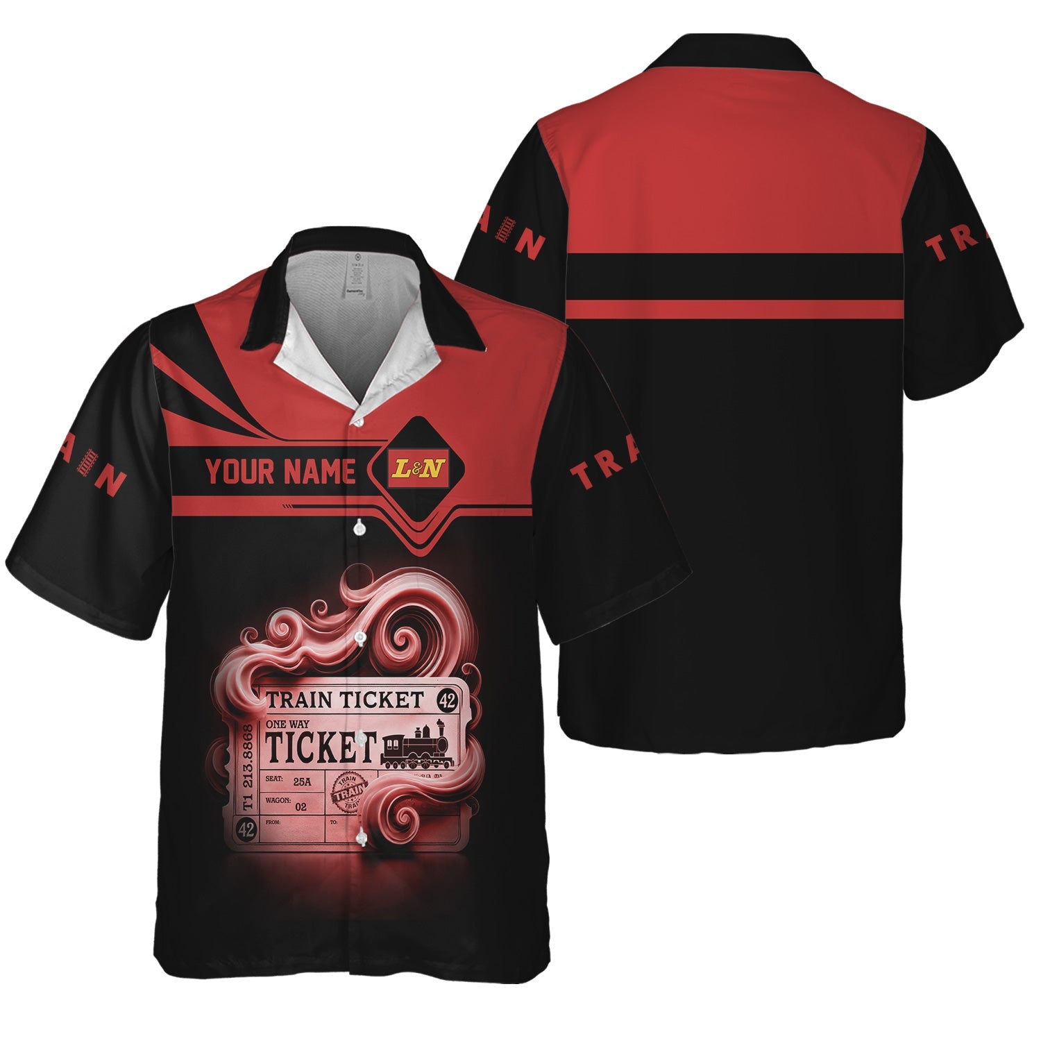 Railspirit Personalized Louisville and Nashville Railroad Hawaiian Shirt Train Ticket American Locomotive Printed Train