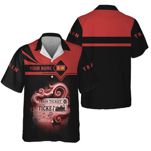 Railspirit Personalized Louisville and Nashville Railroad Hawaiian Shirt Train Ticket American Locomotive Printed Train