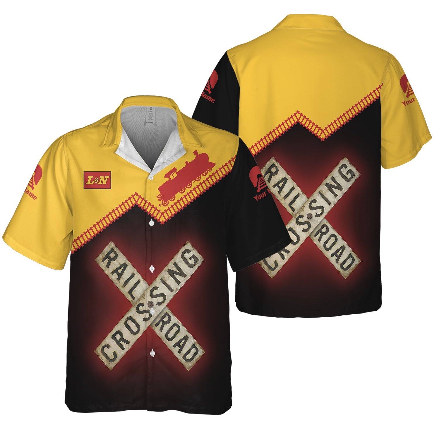 Railspirit Personalized Louisville and Nashville Railroad Hawaiian Shirt Railroad Crossing Printed Train Track Shirt