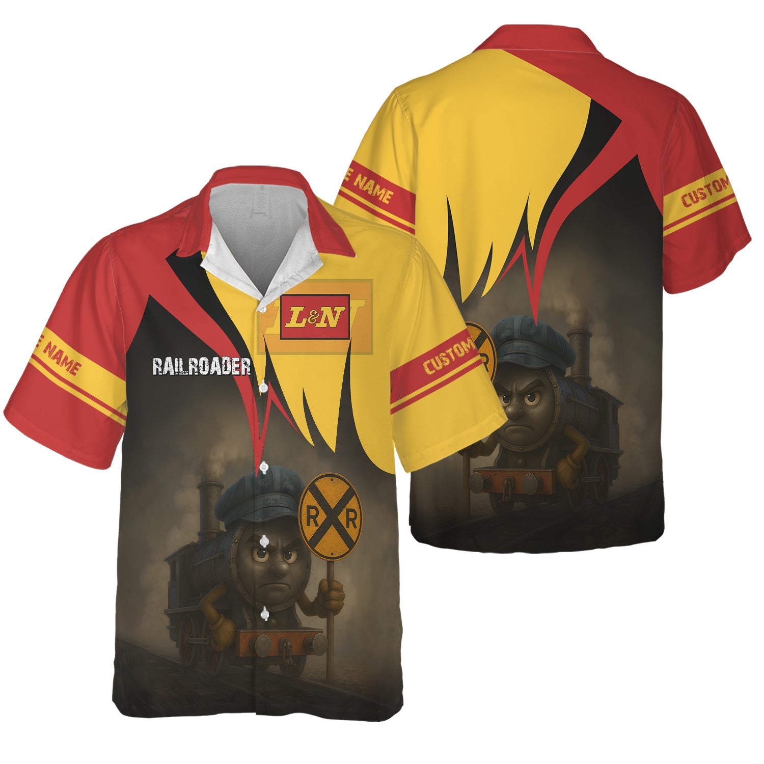 Railspirit Personalized Louisville and Nashville Railroad Hawaiian Shirt Angry Train L&N Hawaiian Shirt Gift Idea For Train Lover