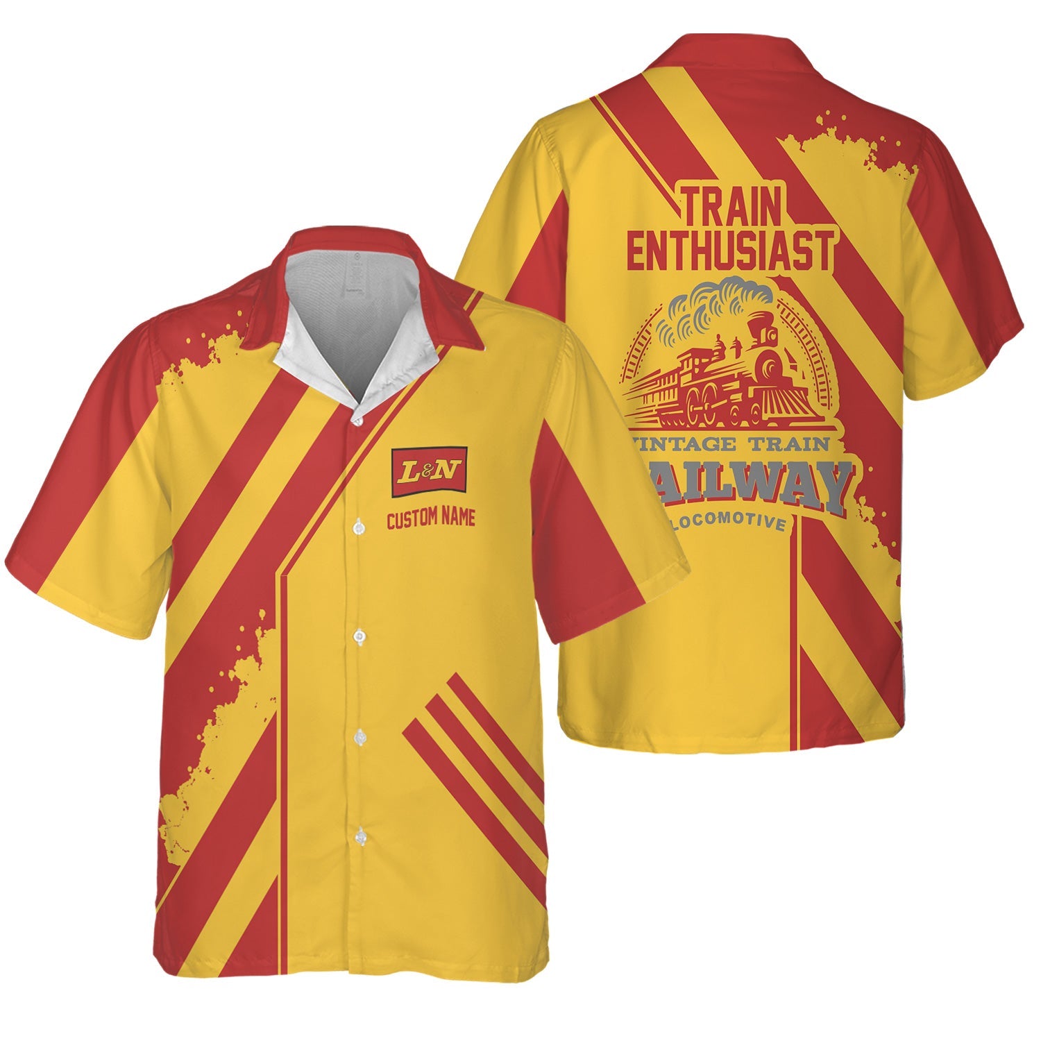 Railspirit Personalized Louisville and Nashville Railroad Hawaiian Shirt Locomotive Design L&N Train Shirt for Train Enthusiast