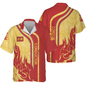 Railspirit Personalized Louisville and Nashville Railroad Hawaiian Shirt Flame Design with Custom Job Position L&N Train Shirt