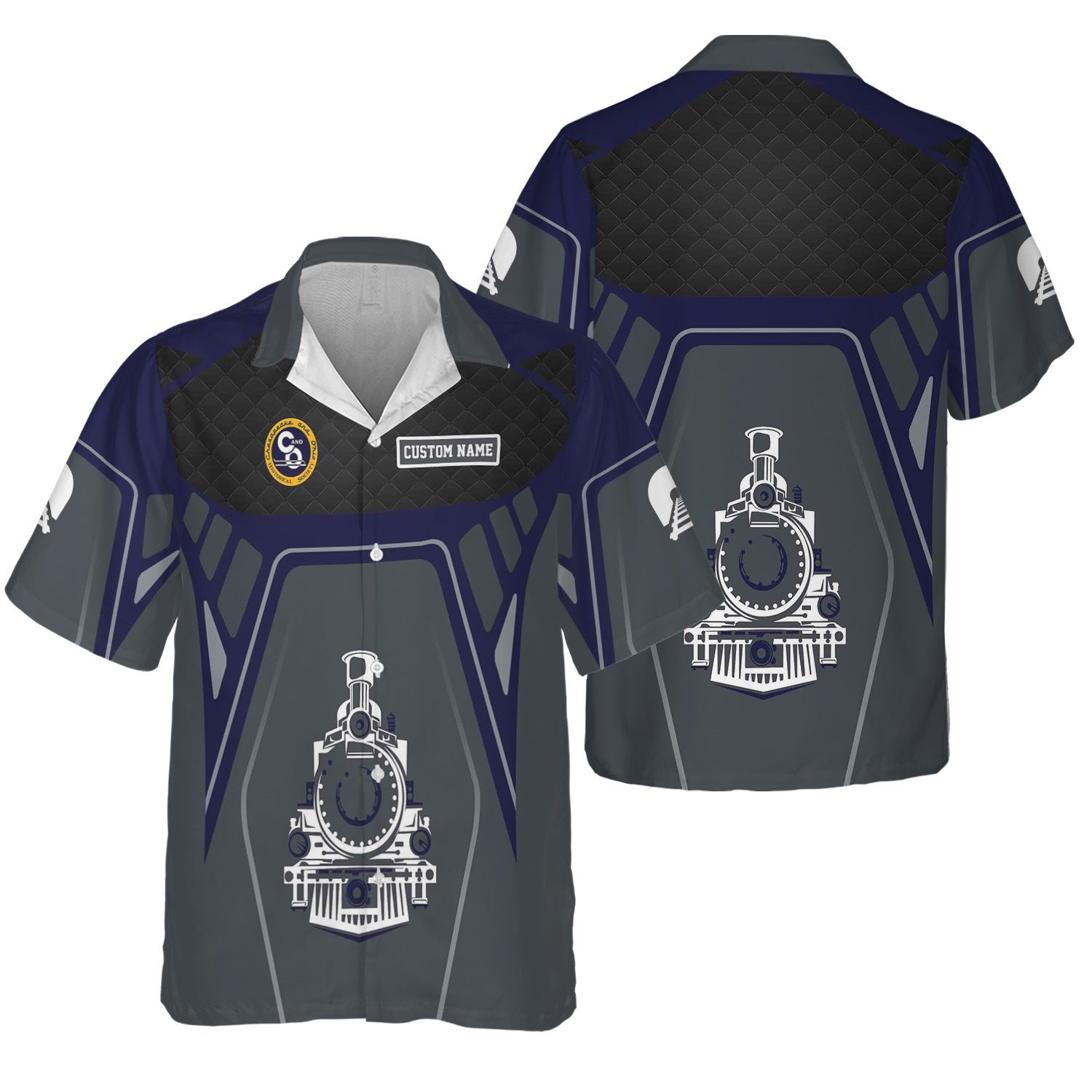 Railspirit Personalized Chesapeake and Ohio Railway Hawaiian Shirt Steam Locomotive Engine Graphic C&O Train Shirt All Over Print