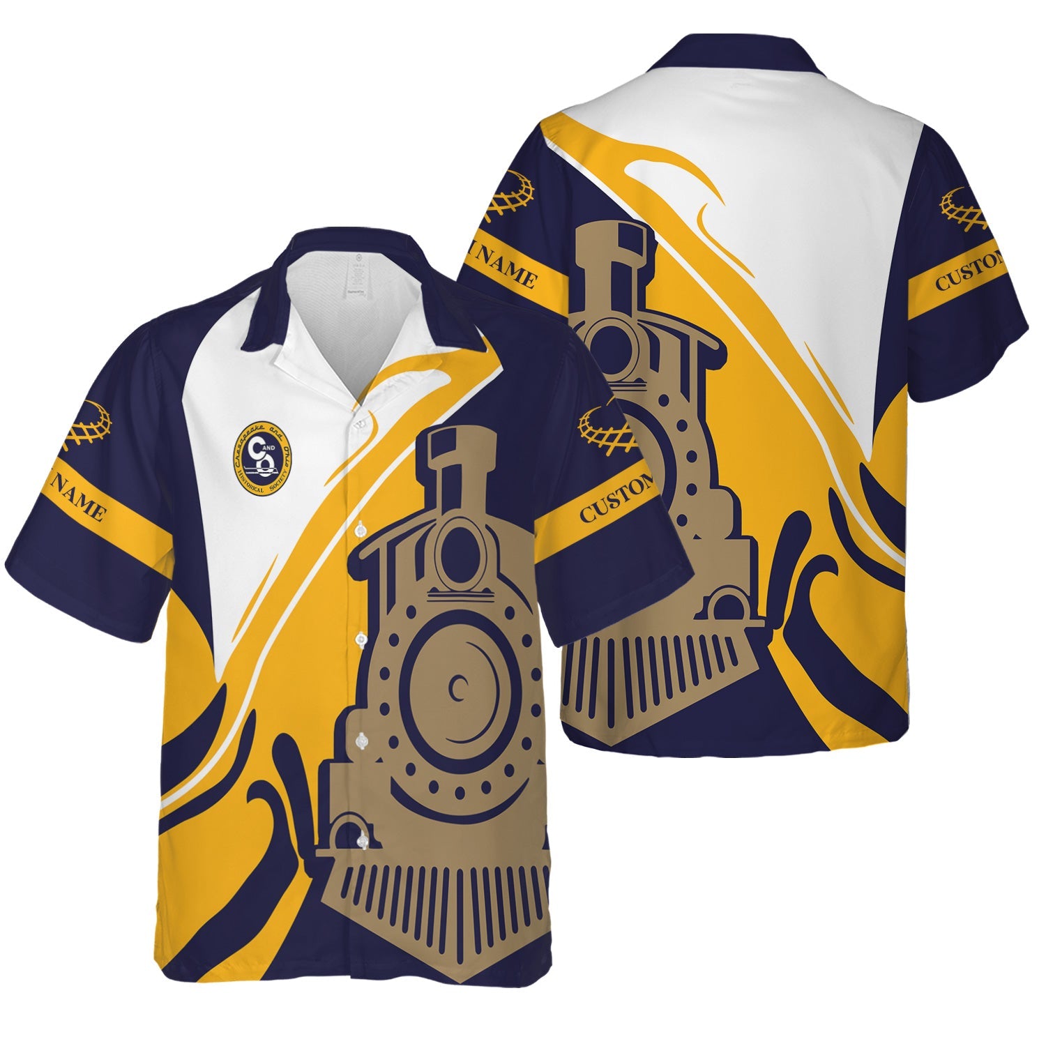 Railspirit Personalized Chesapeake and Ohio Railway Hawaiian Shirt Flame-Inspired Style C&O Shirt Gift Idea For Train Lovers