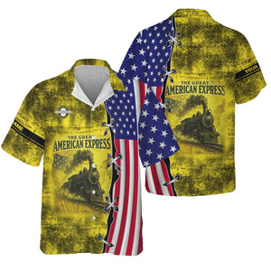 Railspirit Personalized Clinchfield Railroad Hawaiian Shirt Retro American Express Train With USA Flag Shirt