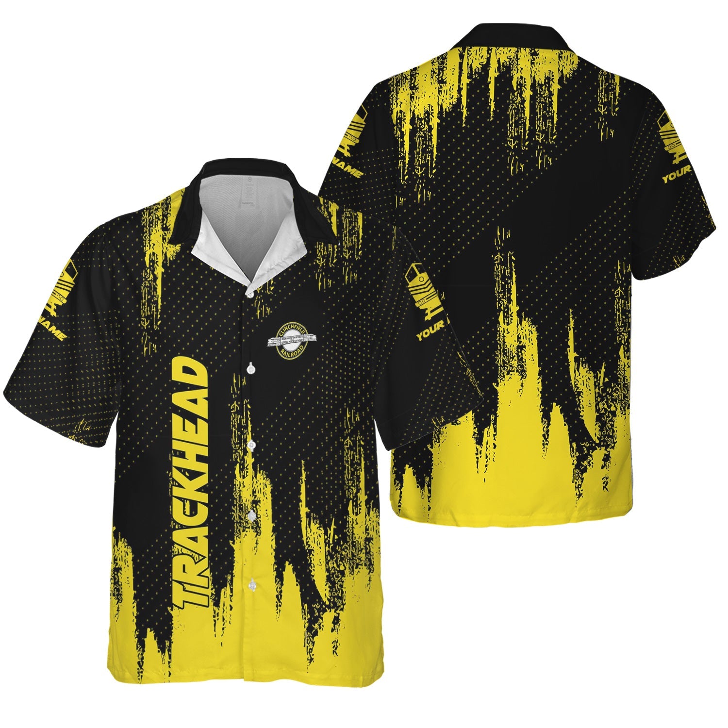 Railspirit Personalized Clinchfield Railroad Hawaiian Shirt Paint Impact Design Train Shirt for Trackhead