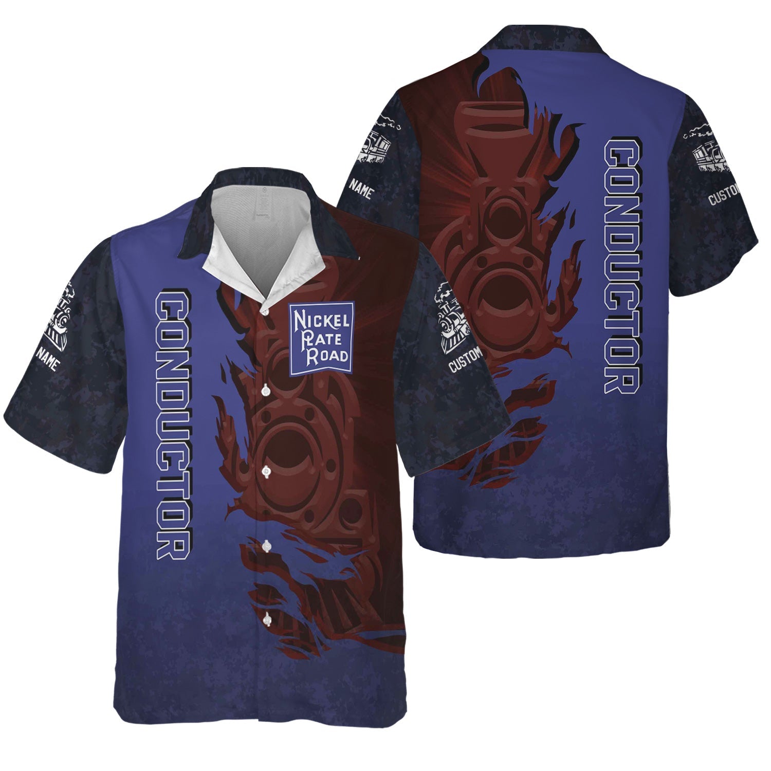 Railspirit Personalized New York, Chicago and St. Louis Railroad Hawaiian Shirt Blazing Style with Custom Position Nickel Plate Road Train Shirt