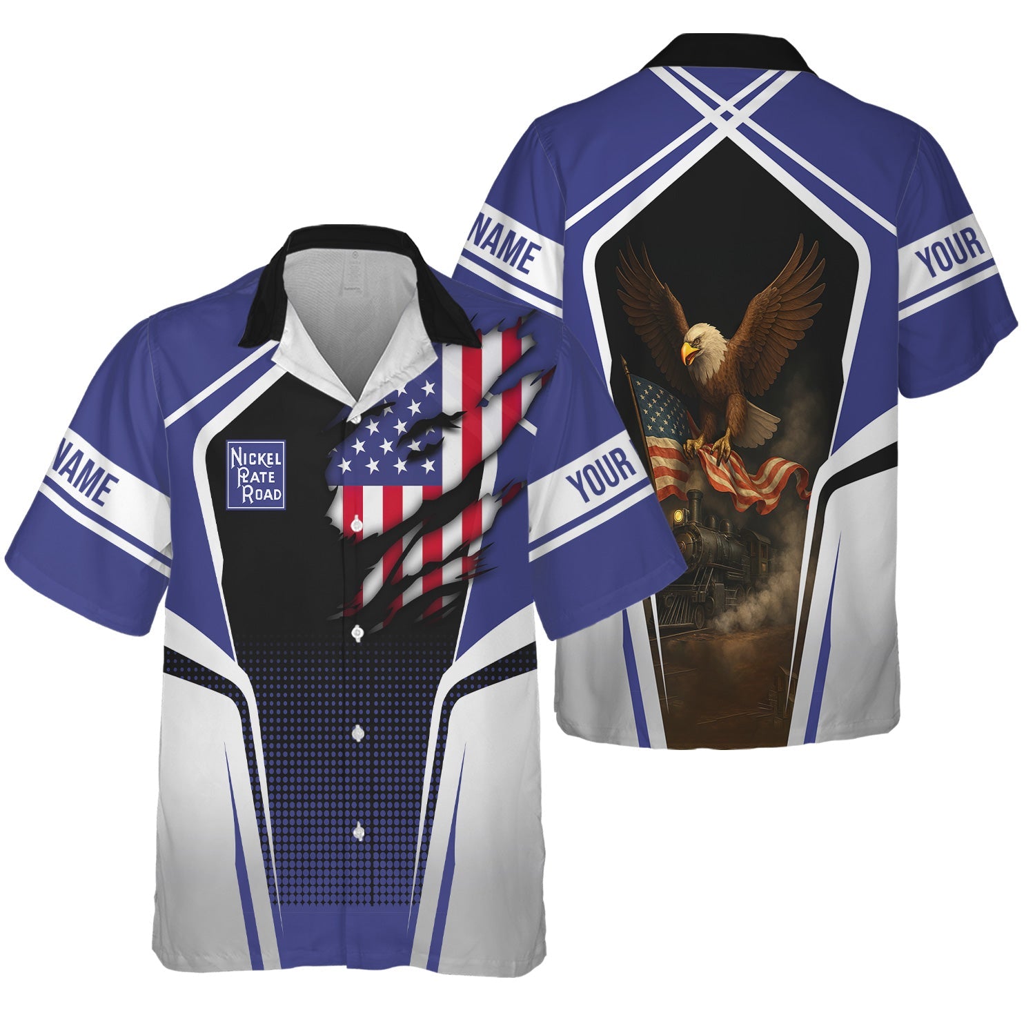 Railspirit Personalized New York, Chicago and St. Louis Railroad Hawaiian Shirt American Eagle Vintage Train Nickel Plate Road Shirt