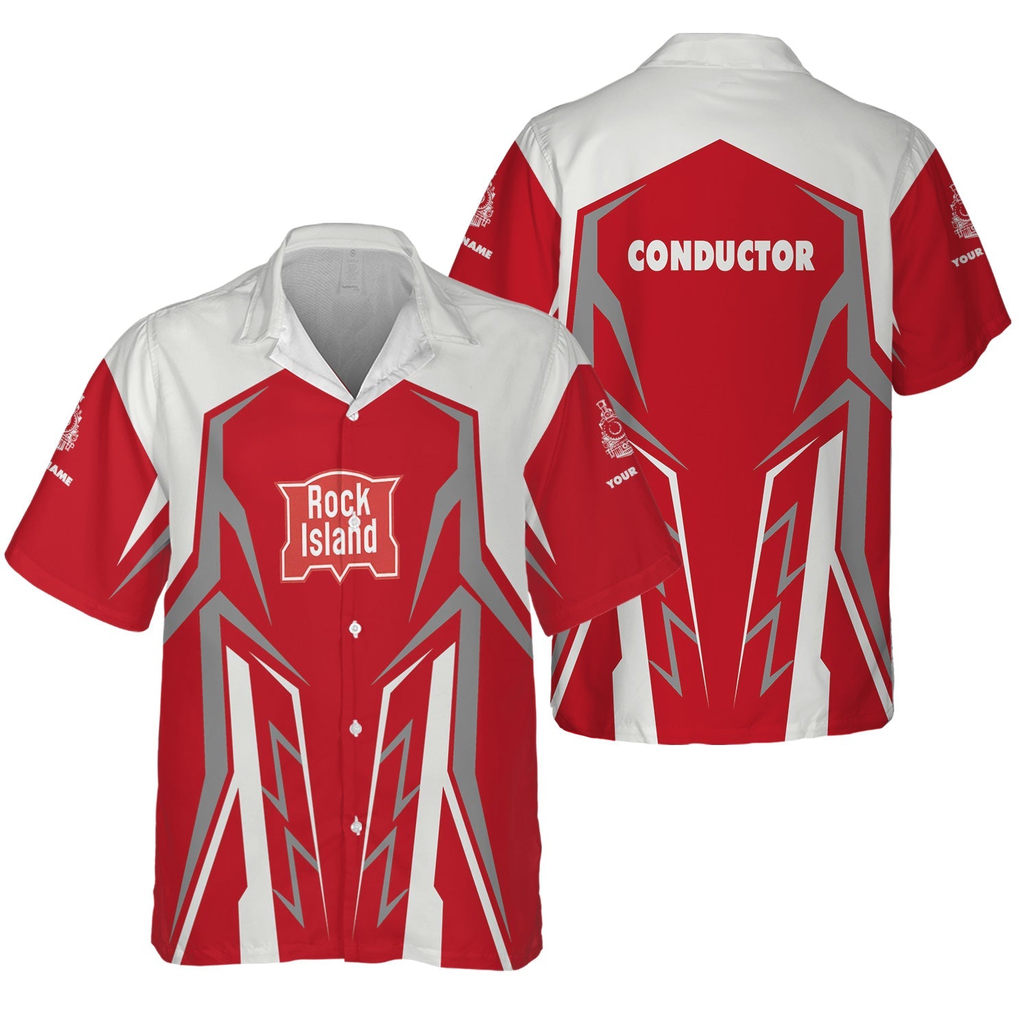 Railspirit Personalized Chicago, Rock Island and Pacific Railroad Hawaiian Shirt Futuristic Design with Custom Job Rock Island Railroad Train Shirt