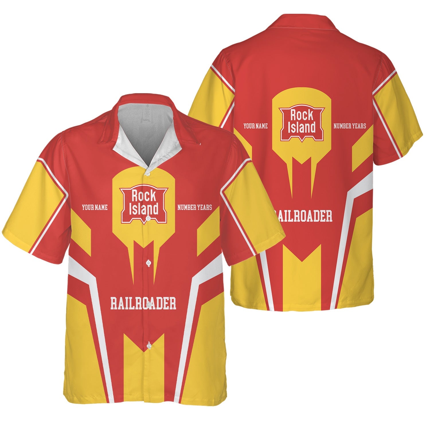Railspirit Personalized Chicago, Rock Island and Pacific Railroad Hawaiian Shirt Custom Year Railroader Rock Island Railroad Shirt