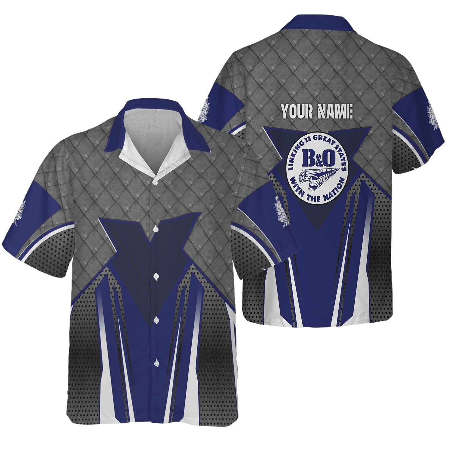 Railspirit Personalized B&O Great States Railroad Hawaiian Shirt Rugged Steel Vibes Train Shirt All Over Print