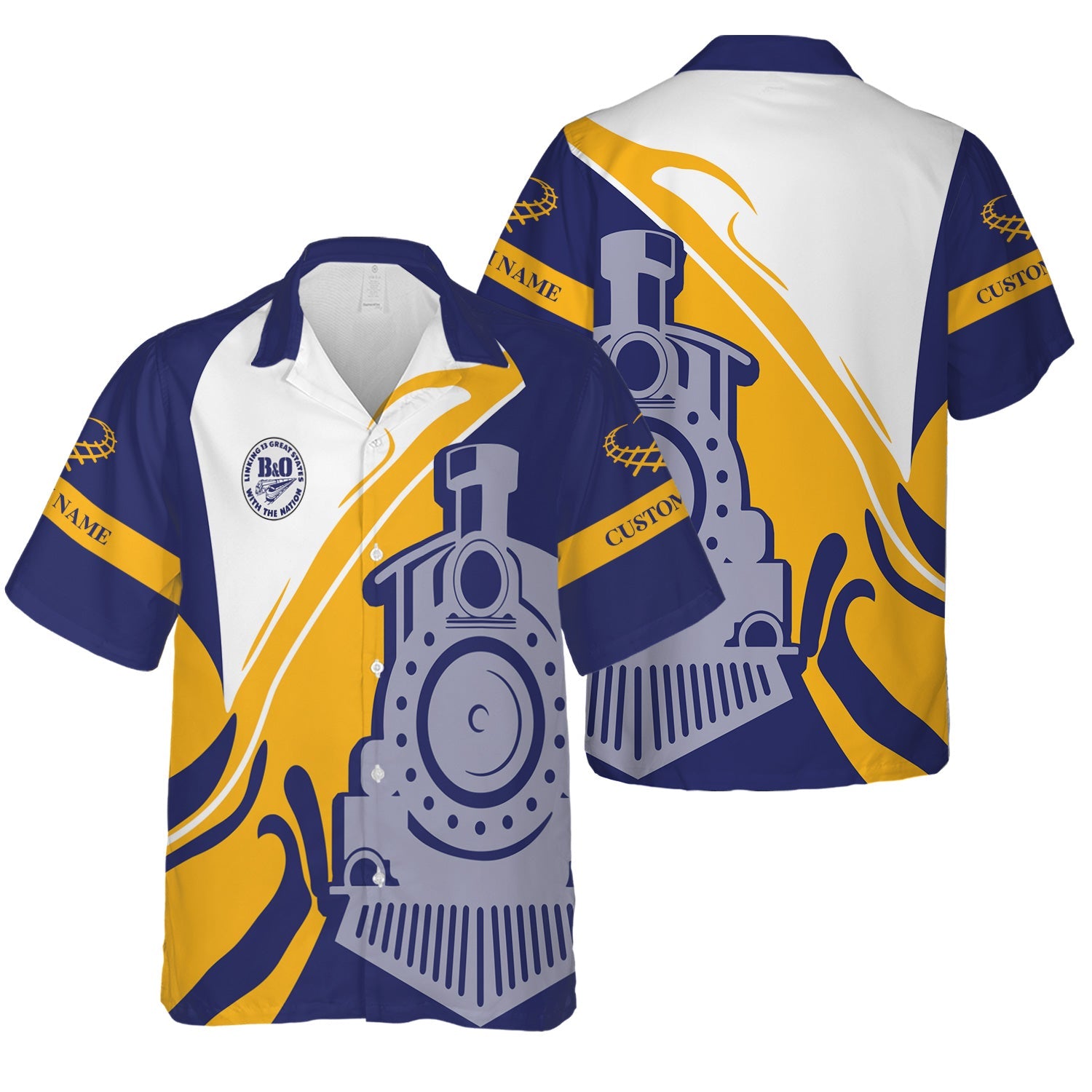 Railspirit Personalized B&O Great States Railroad Hawaiian Shirt Flame-Inspired Style Shirt Gift Idea For Train Lovers