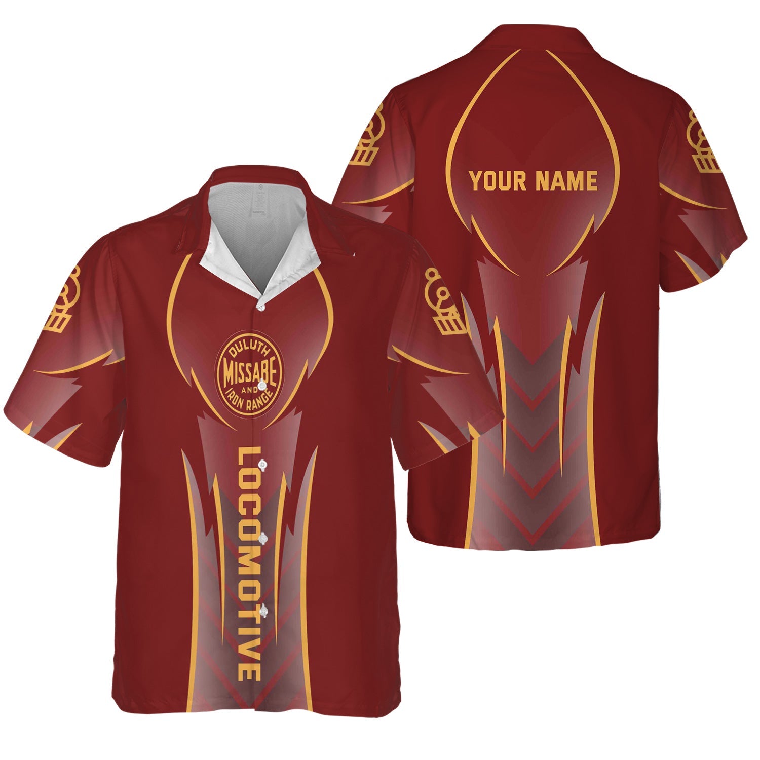 Railspirit Personalized Duluth, Missabe, & Iron Range Railroad Hawaiian Shirt Striking Line Style Train Shirt For Locomotive Lovers