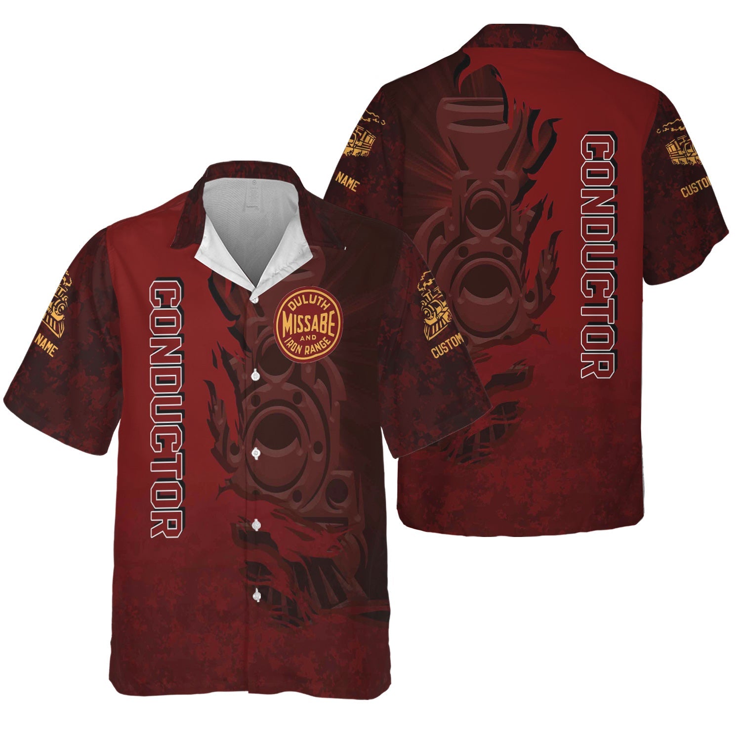 Railspirit Personalized Duluth, Missabe, & Iron Range Railroad Hawaiian Shirt Blazing Style with Custom Position Train Shirt