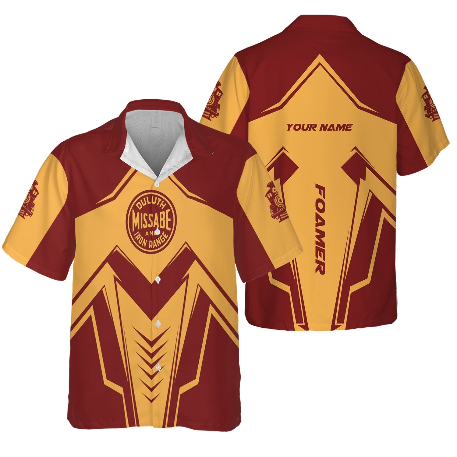 Railspirit Personalized Duluth, Missabe, & Iron Range Railroad Hawaiian Shirt Railway Trainspotter Style Shirt Gift Idea For Foamers