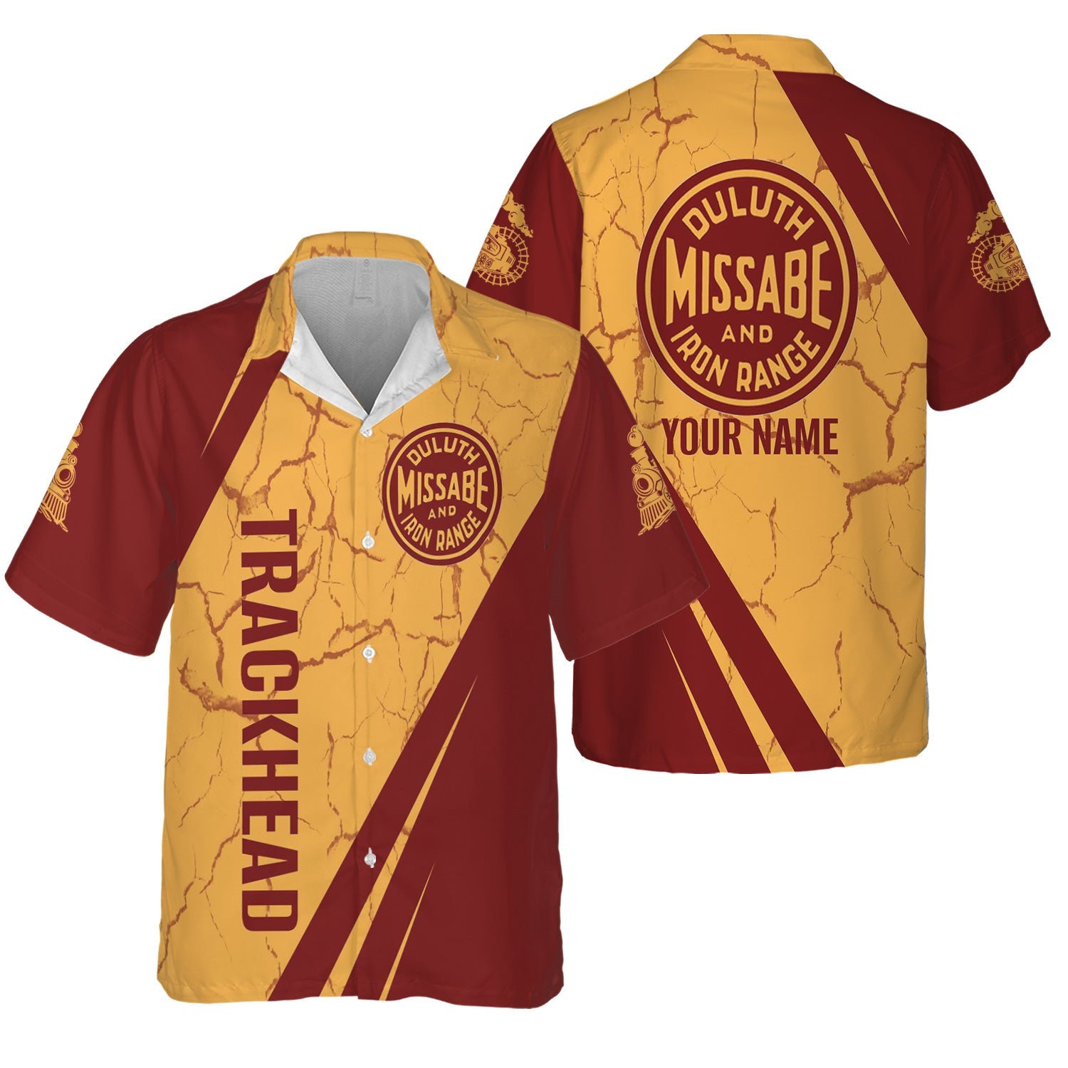 Railspirit Personalized Duluth, Missabe, & Iron Range Railroad Hawaiian Shirt Crackle Texture Style Shirt For Trackhead