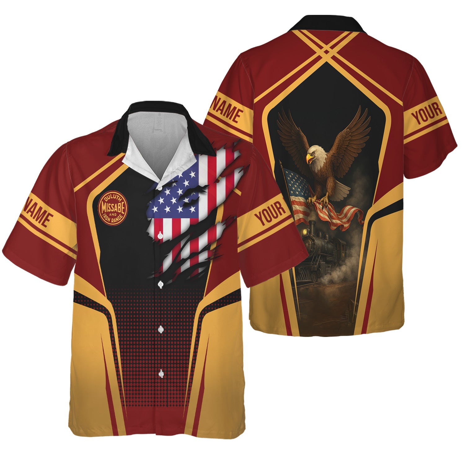 Railspirit Personalized Duluth, Missabe, & Iron Range Railroad Hawaiian Shirt American Eagle Vintage Train Shirt