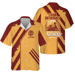 Railspirit Personalized Duluth, Missabe, & Iron Range Railroad Hawaiian Shirt Locomotive Design Train Shirt for Train Enthusiast