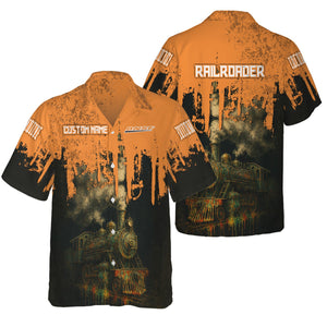 Railspirit Personalized BNSF Railway Hawaiian Shirt Vintage Train Art Style Shirt For Locomotive Fans
