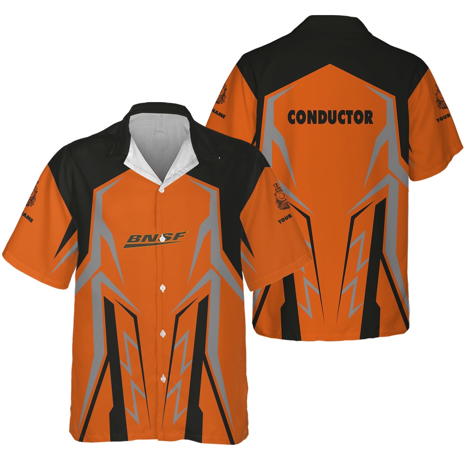 Railspirit Personalized BNSF Railway Hawaiian Shirt Futuristic Design with Custom Job Train Shirt