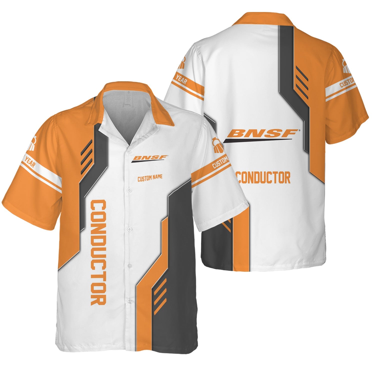 Railspirit Personalized BNSF Railway Hawaiian Shirt Unique Railway Style with Custom Job Train Shirt