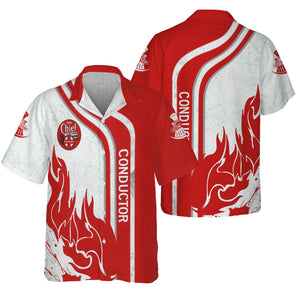 Railspirit Personalized The Chief Santa Fe Railroad Hawaiian Shirt Flame Design with Custom Job Position Train Shirt