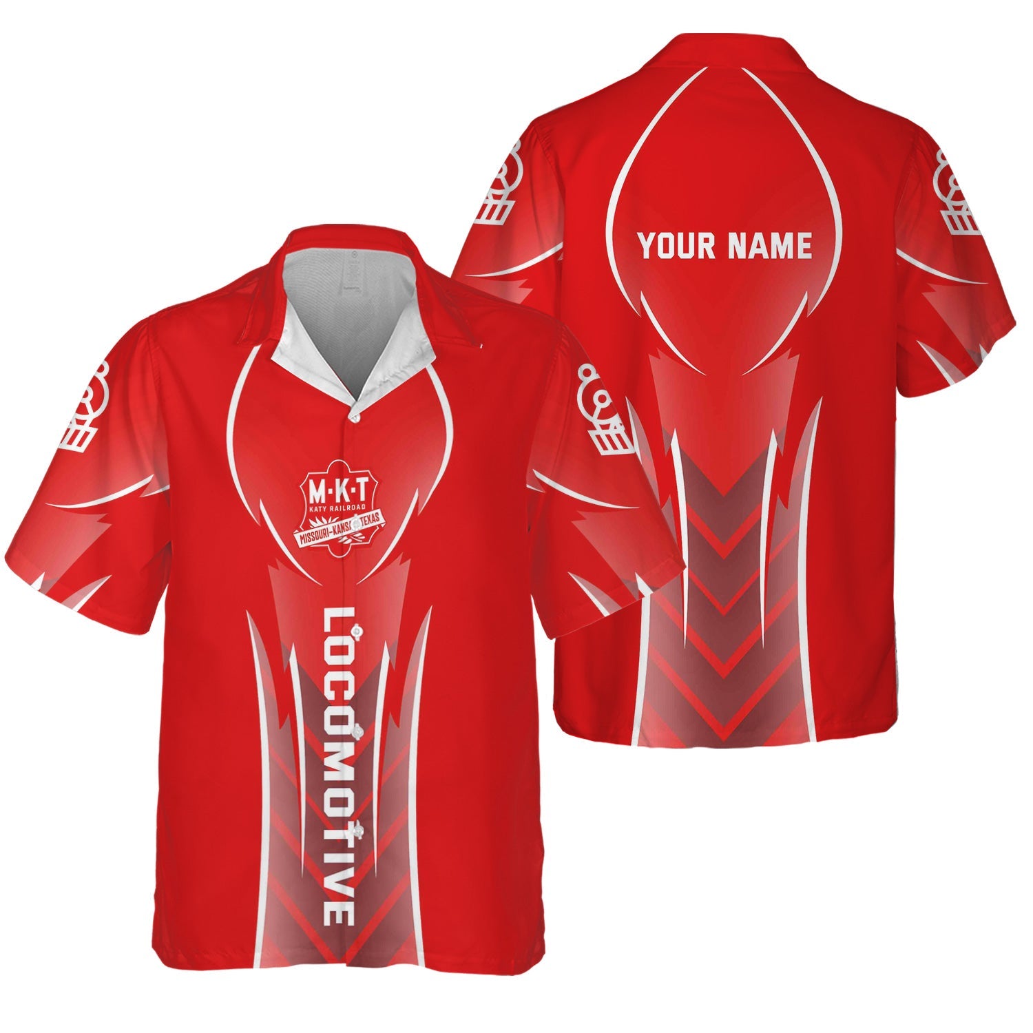 Railspirit Personalized Katy Railroad Hawaiian Shirt Striking Line Style Train Shirt For Locomotive Lovers