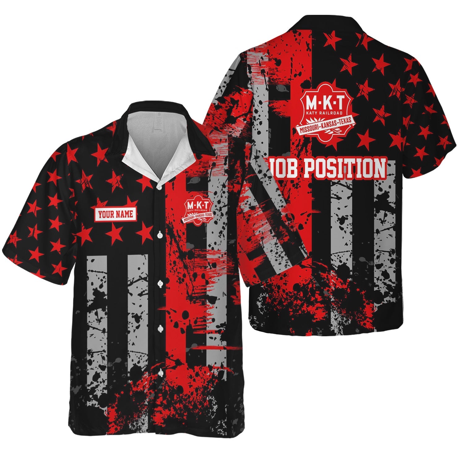 Railspirit Personalized Katy Railroad Hawaiian Shirt Artistic Paint American Flag Style Train Shirt