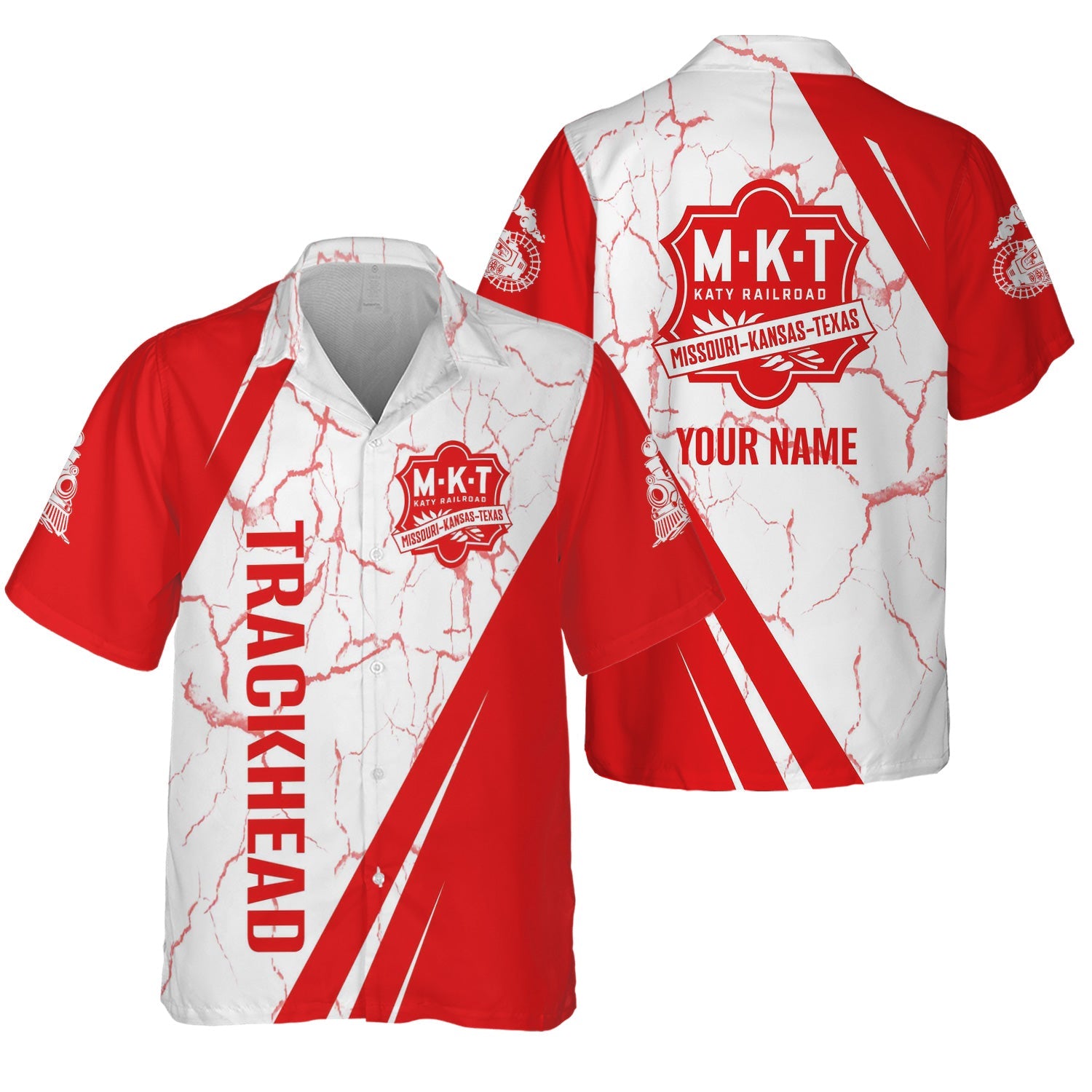Railspirit Personalized Katy Railroad Hawaiian Shirt Crackle Texture Style Shirt For Trackhead