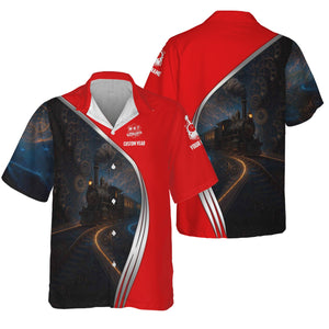 Railspirit Personalized Katy Railroad Hawaiian Shirt Steampunk Locomotive with Custom Year Train Shirt