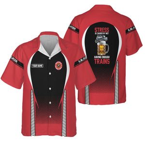 Railspirit  Personalized  Pacific Electric Railroad Hawaiian Shirt  Stress Is Caused By Not Having Enough Trains  Shirt All Over Print