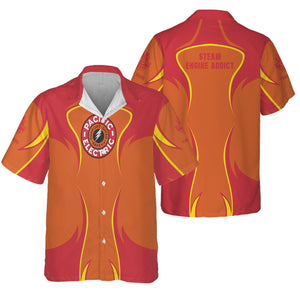 Railspirit Personalized Pacific Electric Railroad Hawaiian Shirt Distinctive Flame Style Shirt For Steam Engine Addict
