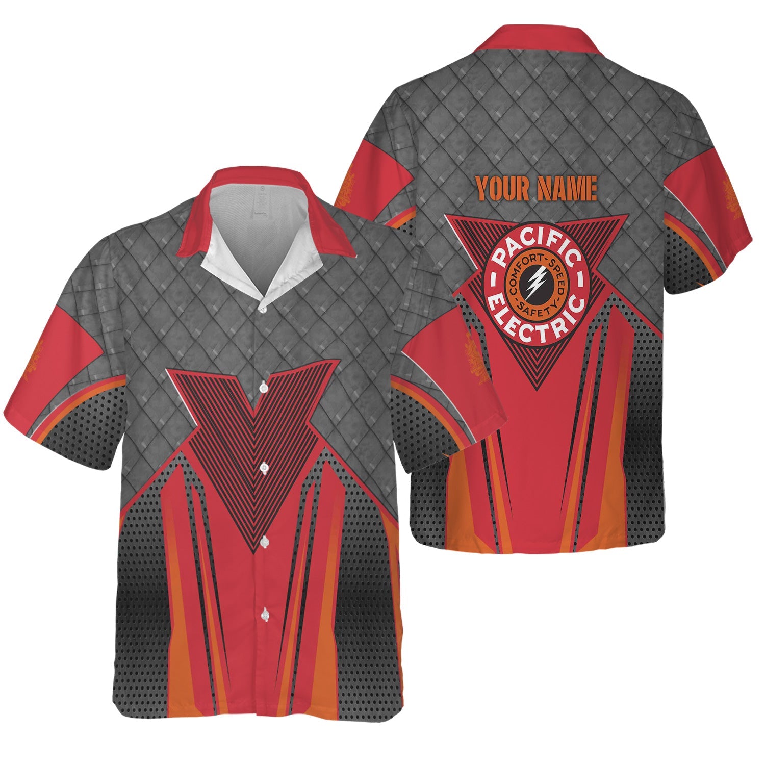 Railspirit Personalized Pacific Electric Railroad Hawaiian Shirt Rugged Steel Vibes Train Shirt All Over Print