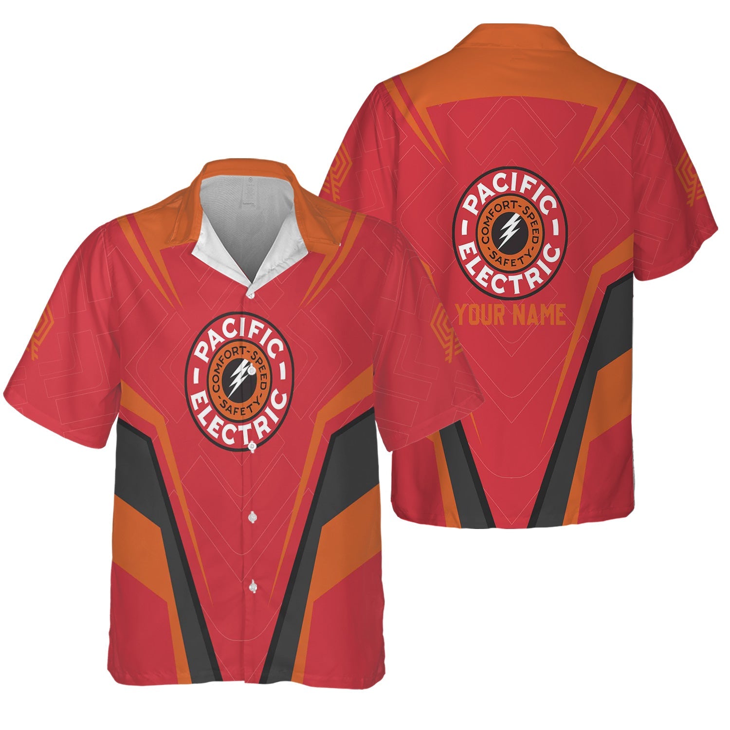 Railspirit Personalized Pacific Electric Railroad Hawaiian Shirt Railway Inspired Apparel Train Shirt For Train Lovers