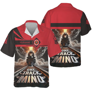 Railspirit Personalized Pacific Electric Railroad Hawaiian Shirt One Track Mind Train Printed Shirt