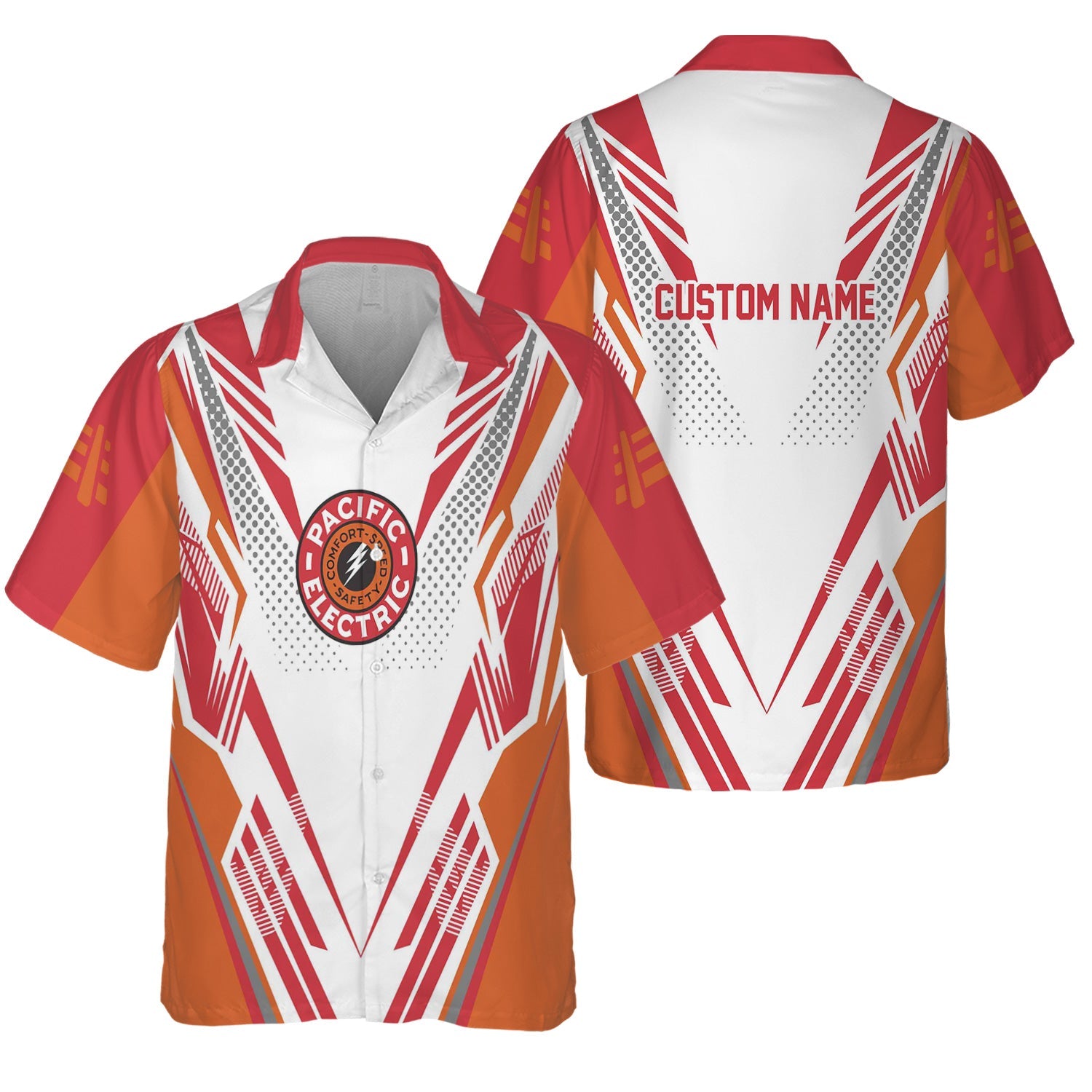 Railspirit Personalized Pacific Electric Railroad Hawaiian Shirt Railroad Tribute Design Train Shirt for Train Lovers