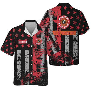 Railspirit Personalized Pacific Electric Railroad Hawaiian Shirt Artistic Paint American Flag Style Train Shirt