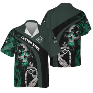 Railspirit Personalized Youngstown & Southern Railroad Hawaiian Shirt Flame Skull Design Train Shirt for Locomotive Fans