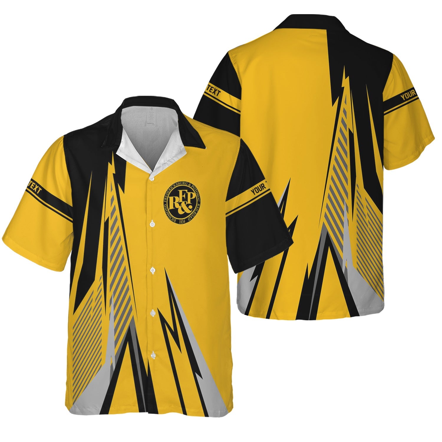 Railspirit Personalized Richmond, Fredericksburg And Potomac Railroad Hawaiian Shirt Lightning-Inspired Railway Style Shirt For Train Lovers