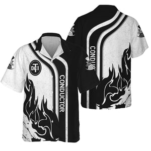 Railspirit Personalized Detroit Toledo And Ironton Railroad Hawaiian Shirt Flame Design with Custom Job Position Train Shirt