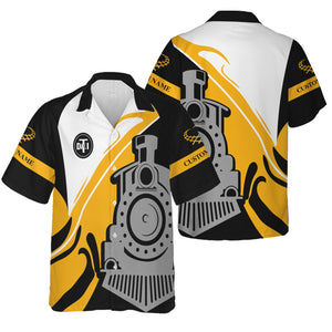 Railspirit Personalized Detroit Toledo And Ironton Railroad Hawaiian Shirt Flame-Inspired Style Shirt Gift Idea For Train Lovers