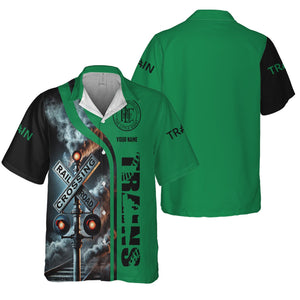 Railspirit Custom Name Pittsburgh And Lake Erie Railroad Hawaiian Shirt Railroad Crossing Sign Printed Train Shirt