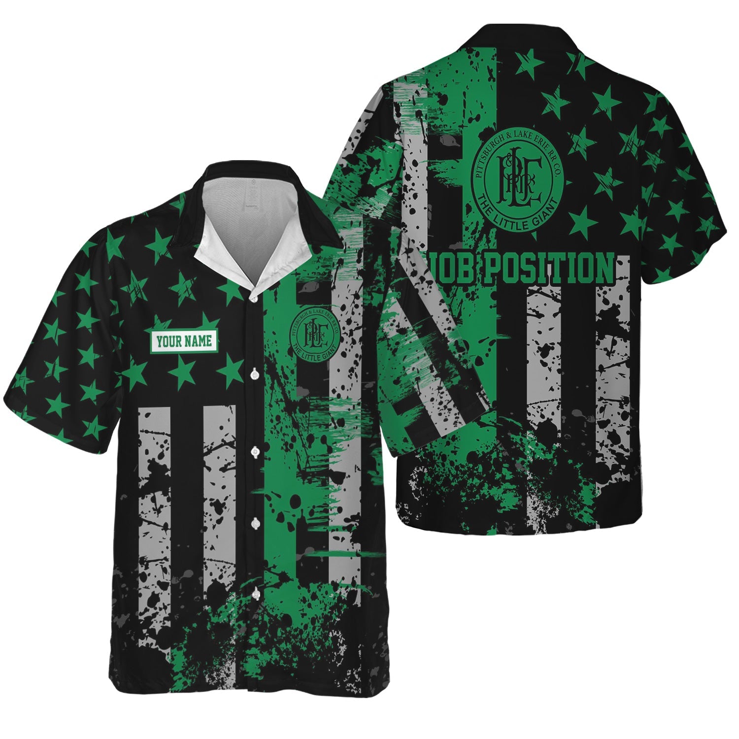 Railspirit Personalized Pittsburgh And Lake Erie Railroad Hawaiian Shirt Artistic Paint American Flag Style Train Shirt