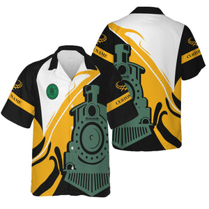 Railspirit Personalized Pittsburgh And Lake Erie Railroad Hawaiian Shirt Flame-Inspired Style Shirt Gift Idea For Train Lovers