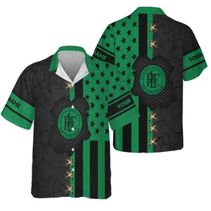 Railspirit Personalized Pittsburgh And Lake Erie Railroad Hawaiian Shirt American Flag with Crack Effect Train Shirt