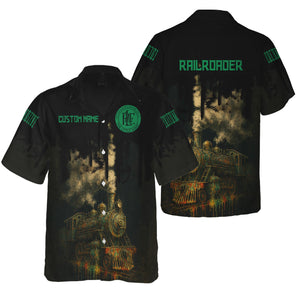 Railspirit Personalized Pittsburgh And Lake Erie Railroad Hawaiian Shirt Vintage Train Art Style Shirt For Locomotive Fans