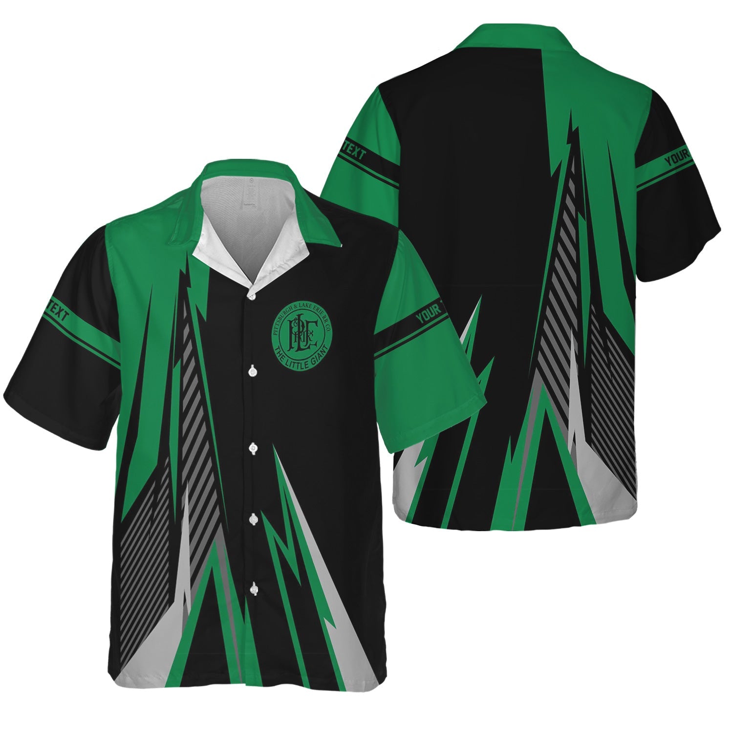 Railspirit Personalized Pittsburgh And Lake Erie Railroad Hawaiian Shirt Lightning-Inspired Railway Style Shirt For Train Lovers