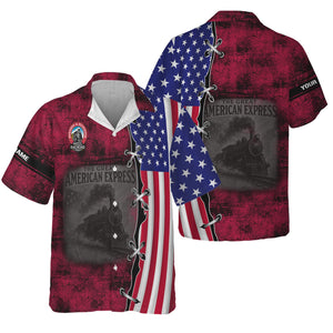 Railspirit Personalized Durango And Silverton Narrow Gauge Railroad Hawaiian Shirt Retro American Express Train With USA Flag Shirt