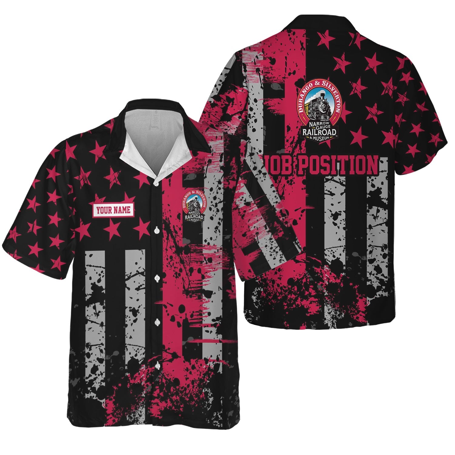 Railspirit Personalized Durango And Silverton Narrow Gauge Railroad Hawaiian Shirt Artistic Paint American Flag Style Train Shirt